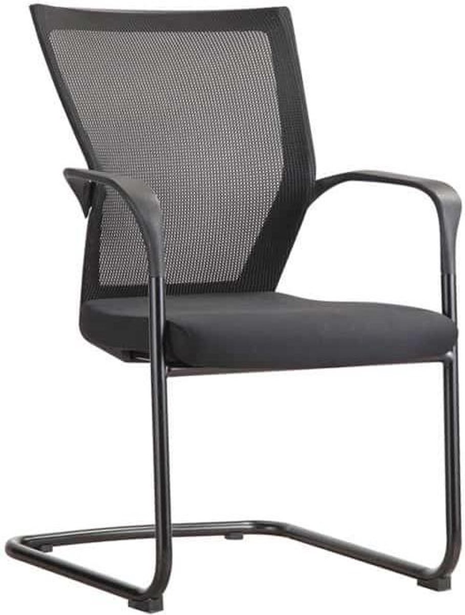 ABC Kantoormeubelen Slede vergaderstoel 1208 rug zwart mesh, zitting zwart stof