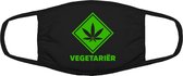 Vegetariër grappig mondkapje | cannabis | marihuana | wiet | gezichtsmasker | bescherming | bedrukt | logo | Zwart / Groen mondmasker van katoen, uitwasbaar & herbruikbaar. Geschikt voor OV