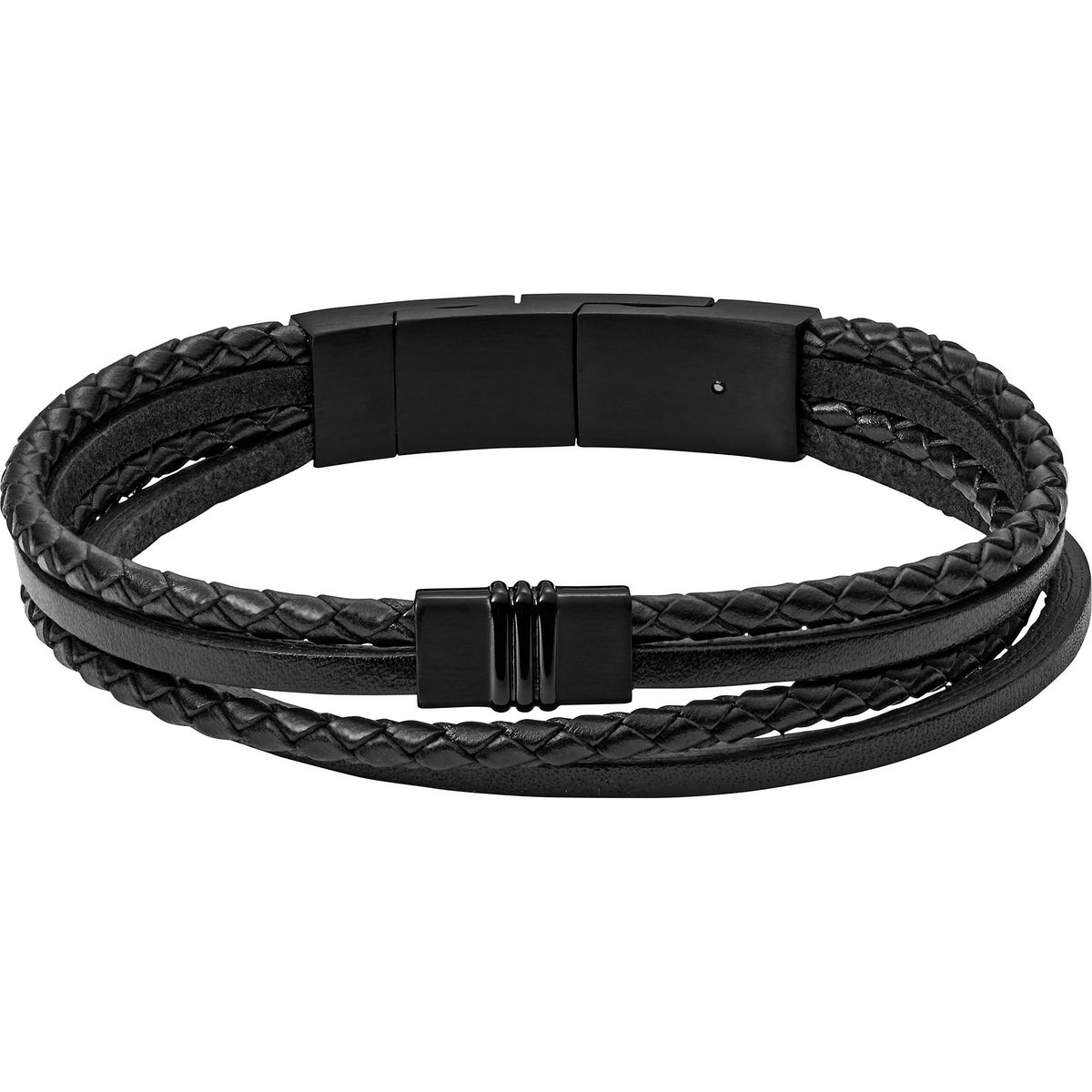 Fossil Vintage Casual JF03098001 Herenarmband 180 - 190 mm - Zwart
