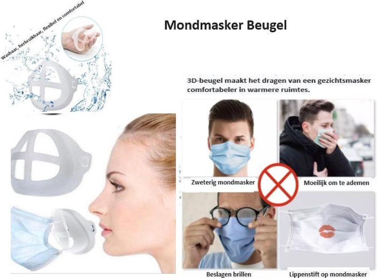 Support En Silicone Pour Masque - Respiration Confortable, Anti-Buée, Séparation Nez-Bouche - Blanc/Bleu/Vert