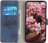 Xiaomi Mi 10T (Pro) Hoesje Retro Wallet Stand Kunst Leer Blauw