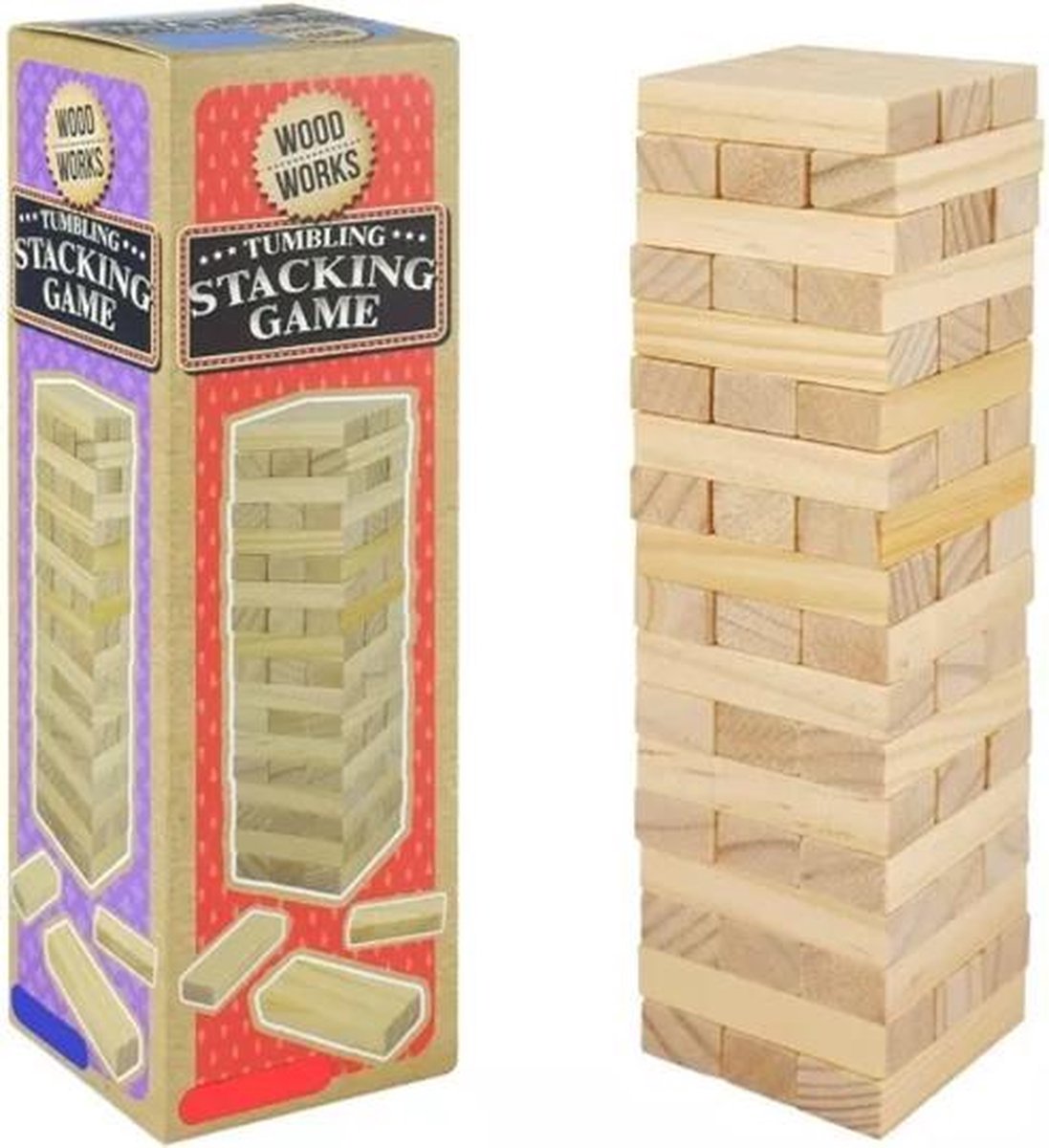 Houten Stapeltoren Spel Wood Stacking Game 36 delig 13x4,5 CM Games