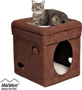 Midwest Curious Cat Cube Bruin Suede kattenhuis 38x38x42cm