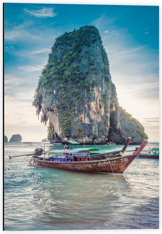 Dibond - Tham Phra Nang Beach - 40x60cm Foto op Aluminium (Wanddecoratie van metaal)