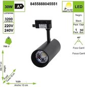 3 Fase Rail Ledspot 30W 4000K Zwart