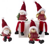 Set van 4 stuks - Kerstfiguren met bungelbenen H=21cm - Kerstbeeldjes