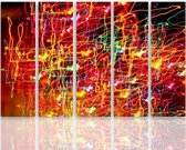 Schilderij , Abstract Rode vlammen , rood geel zwart , 4 maten , 5 luik , wanddecoratie , Premium print , XXL