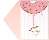 Kaart | roze donut | verjaardagstaart | kaart + enveloppe - 2 stuks
