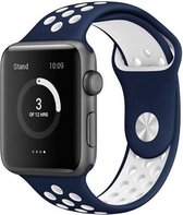 watchbands-shop.nl bandje - Geschikt voor Apple Watch Series 1/2/3 (42mm) - Blauw/Wit - M/L