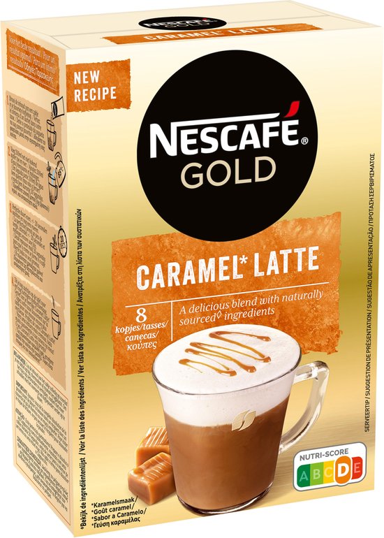Nescafé Gold Caramel Latte oploskoffie - 6 doosjes à 8 zakjes - Nescafé Gold