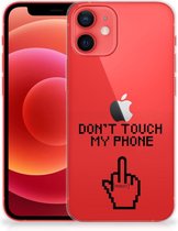 Leuk TPU Back Case iPhone 12 Mini Hoesje Finger Don't Touch My Phone
