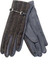 Dielay - Handschoenen Gestreept - Dames - One Size - Touchscreen Tip - Grijs