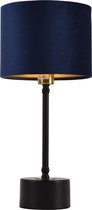 Tafellamp - Lamp hoogte 39 cm - Lampkap Ø 18 cm - Kleur zwart, blauw & koper kleurig