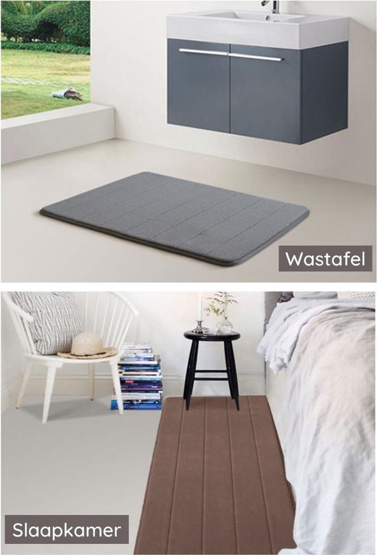 Atmosphera Badkamerkleed/badmat voor vloer - 50 x 70 cm - Donkergrijs | Leen Bakker