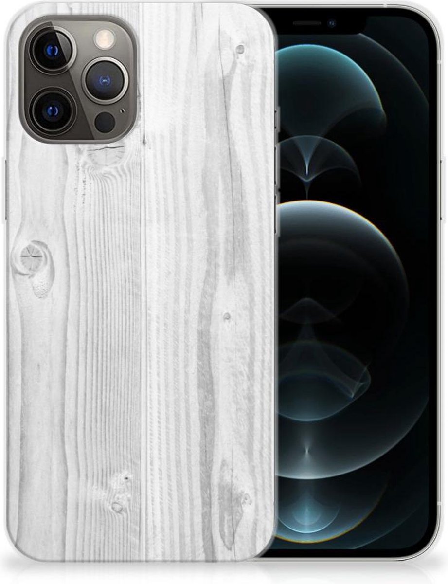 iPhone 12 Pro Max Bumper Hoesje White Wood