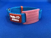 SOS armband Kids Lichtblauw Siliconen Roze