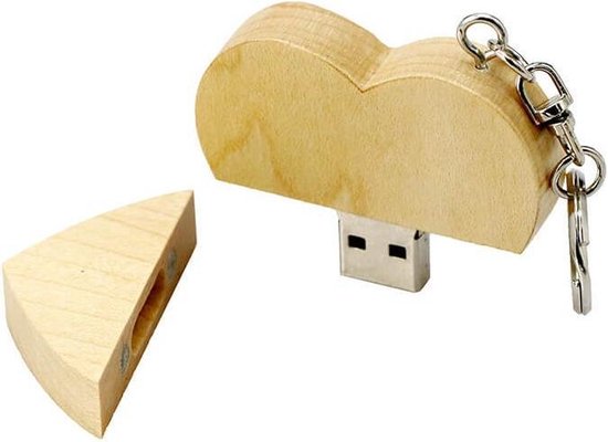 Clé USB coeur en bois 16 Go