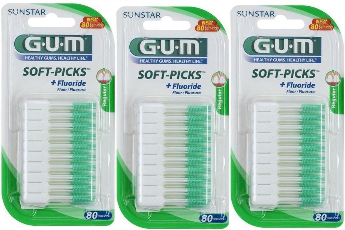 GUM Soft Picks Regular Ragers - 3 x 80 stuks | bol.com