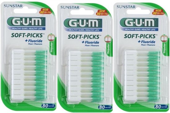 GUM Soft Picks Regular Ragers - 3 x 80 stuks | bol
