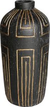 Vaas van keramiek - vaas - vazen - design - decoratie - sfeer - interieur - keramisch - mat zwart met goud - 55 cm hoog