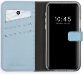 iPhone 12 Pro Max Hoesje Met Pasjeshouder - Selencia Echt Lederen Bookcase - Lichtblauw