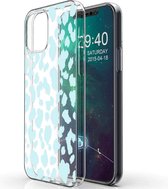iPhone 12 / 12 Pro Hoesje Siliconen - iMoshion Design hoesje - Blauw / Transparant / Design Leopard Blue