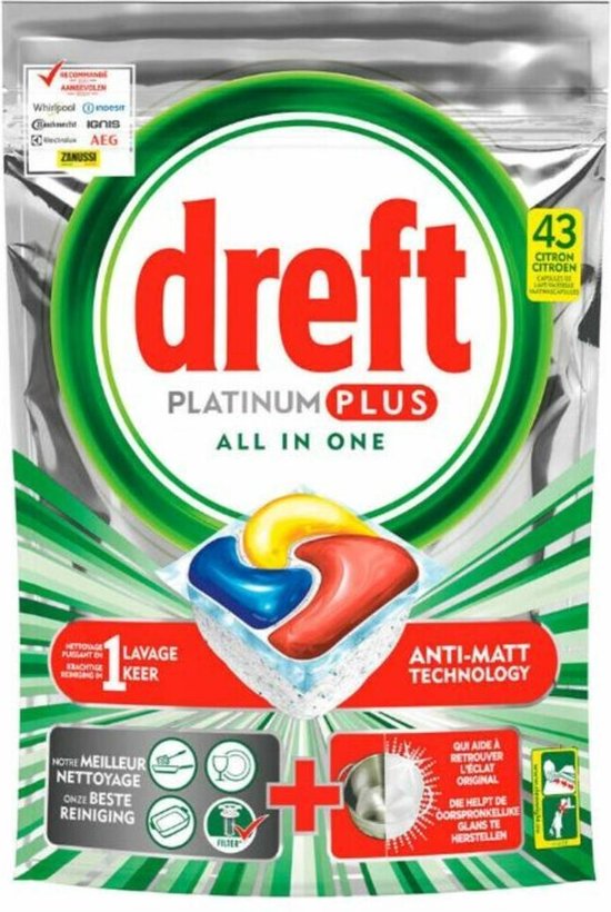 Dreft Platinum Plus All in one | Citroen | 43 Vaatwastabletten