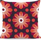 Moodadventures | Kussenhoes | Flowerpower 60’s Style Red | 45 X 45 cm | Met Rits