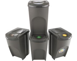 Prosperplast Sortibox scheidingsbakken set 4x35L - Grijs