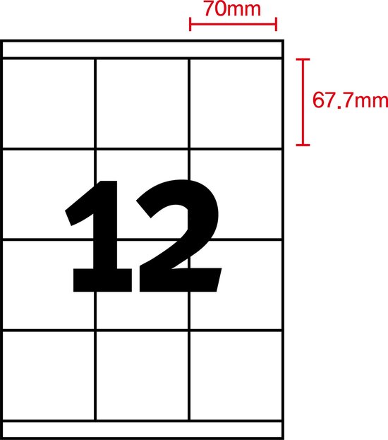Printation Zelfklevende Etiketten Stickers 105 x 74 mm - 200 Adres-Etiketten, 25 Vellen A4, 8 Labels Stickers per Vel - A4 Sticker Printer Papier/Wit Papier voor Laser- en Inkjetprinters - 105x74mm