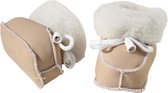 Baby slofjes zacht leder en schapenvacht beige maat S