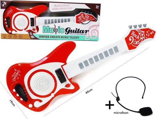 Speelgoed elektrische muziek gitaar met microfoon - Music guitar (incl.  batterijen) | bol.com