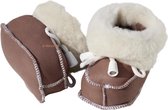 Baby slofjes zacht leder -en  -schapenvacht -bruin-maat S