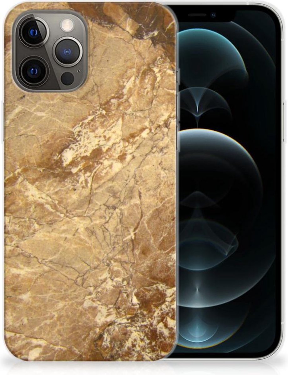 iPhone 12 Pro Max TPU Siliconen Hoesje Marmer Creme