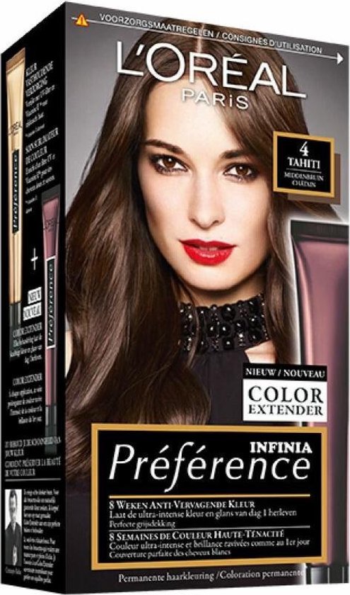 3x L'Oréal Preference Coloration Teinture pour cheveux 4 Tahiti Châtain  moyen | bol