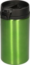 Warmhoudbeker metallic/warm houd beker groen 320 ml - RVS Isoleerbeker/thermosbekers voor onderweg