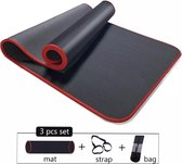 Professionele Yoga mat Zwart 10 mm | Sportmat (inclusief draagtas) | Fitness Mat Eco Friendly | Anti Slip Pilates