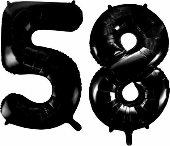 Folieballon 58 jaar zwart 41cm