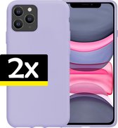 Hoes voor iPhone 11 Pro Max Hoes Case Siliconen Hoesje - 2 stuks - Paars