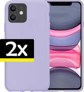 iPhone 11 Hoes Case Siliconen Hoesje Cover - 2 stuks - Paars