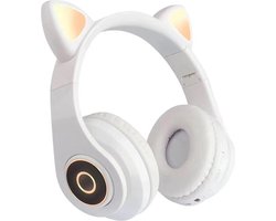 kinder koptelefoon kitty cat wit met led oortjes