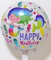 Ballon happy birthday zeemeermin 40 cm, verjaardags-ballon