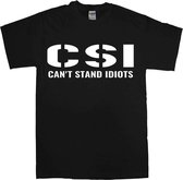 Basic T-shirt  -  Zwart - Korte mouw -Opdruk CSI - Maat M