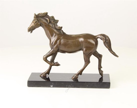 Paard in draf - Bronzen beeldje - Bronzen sculptuur - 18,2 cm hoog | bol.com