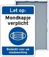 Bord Mondkapje verplicht 60x40cm - Stevig aluminium bord met dubbel omgezette rand