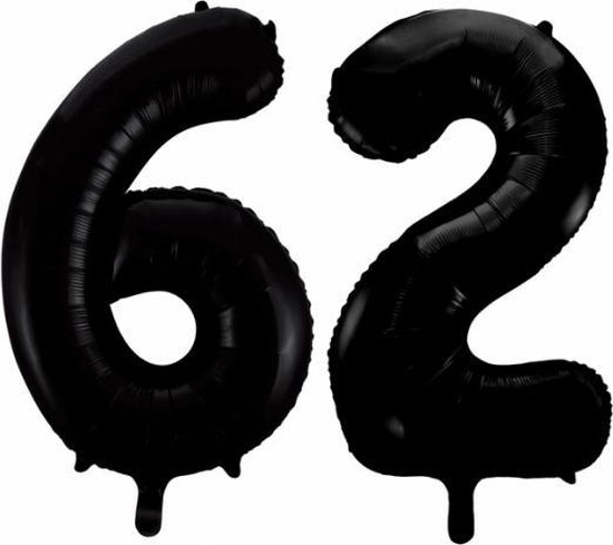 Folieballon 62 jaar zwart 41cm