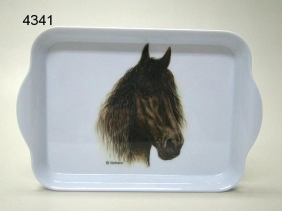 Klein dienblad met afbeelding hoofd van een Fries paard