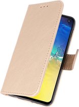 Wicked Narwal | bookstyle / book case/ wallet case Wallet Cases Hoesje voor Samsung S10e Goud