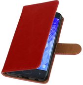 Wicked Narwal | Premium bookstyle / book case/ wallet case voor Samsung Samsung Galaxy J7 2018 Rood