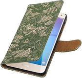 Wicked Narwal | Lace bookstyle / book case/ wallet case Hoes voor Huawei Y5 / Y6 2017 Donker Groen
